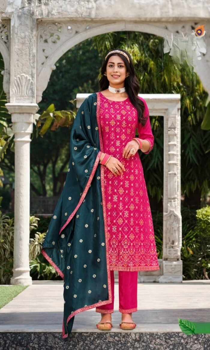 Designer Kurti With Bottom & Dupatta