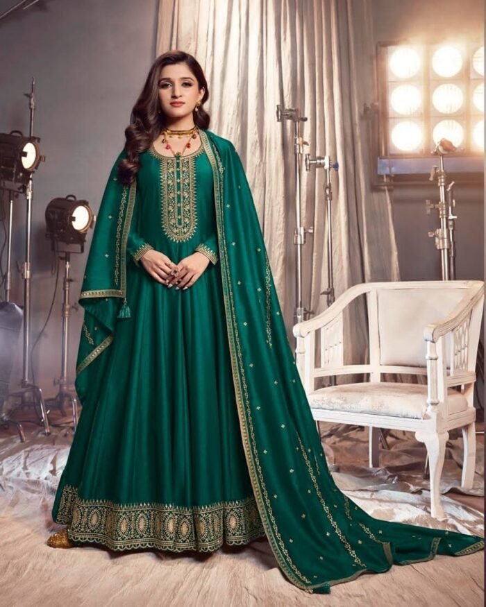 Embroidery Gown With Dupatta