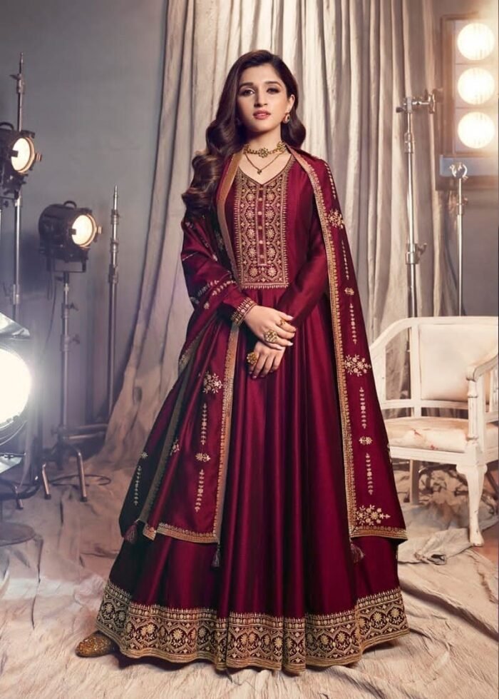 Embroidery Gown With Dupatta