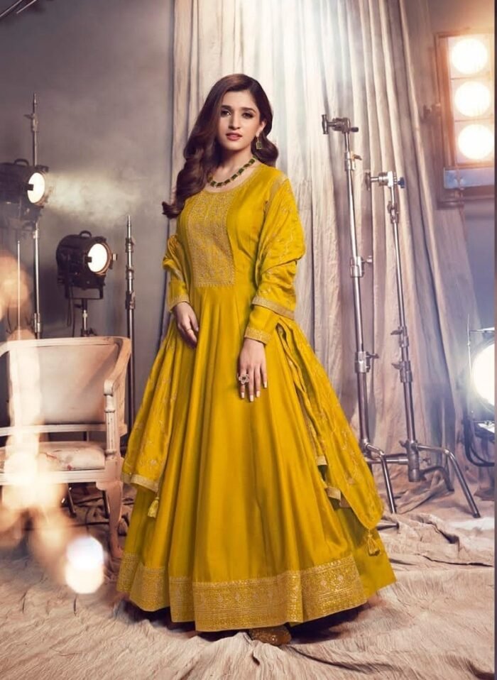 Embroidery Gown With Dupatta