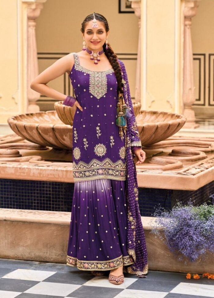 Heavy Chinon Embroidered Sharara