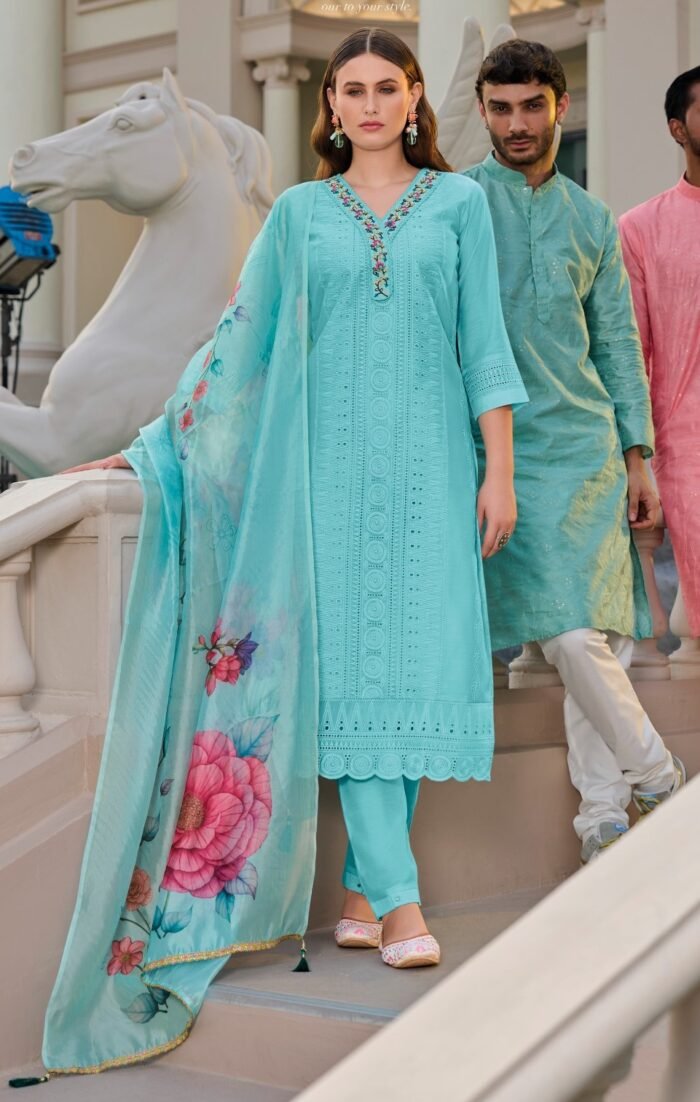 Bored Schiffli Work Kameez