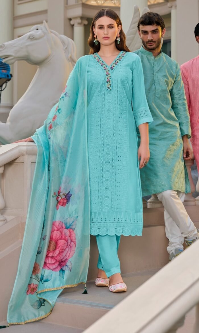 Bored Schiffli Work Kameez