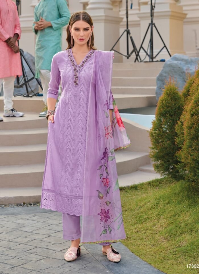 Bored Schiffli Work Kameez