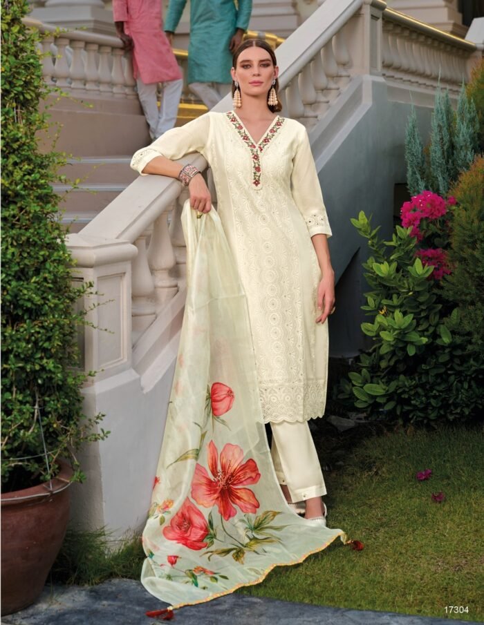 Bored Schiffli Work Kameez