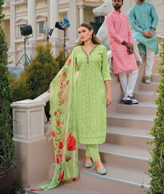 Bored Schiffli Work Kameez