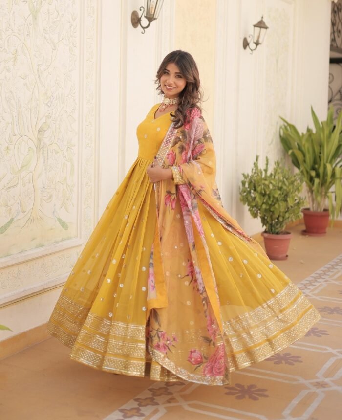 Georgette Gown With Dupatta