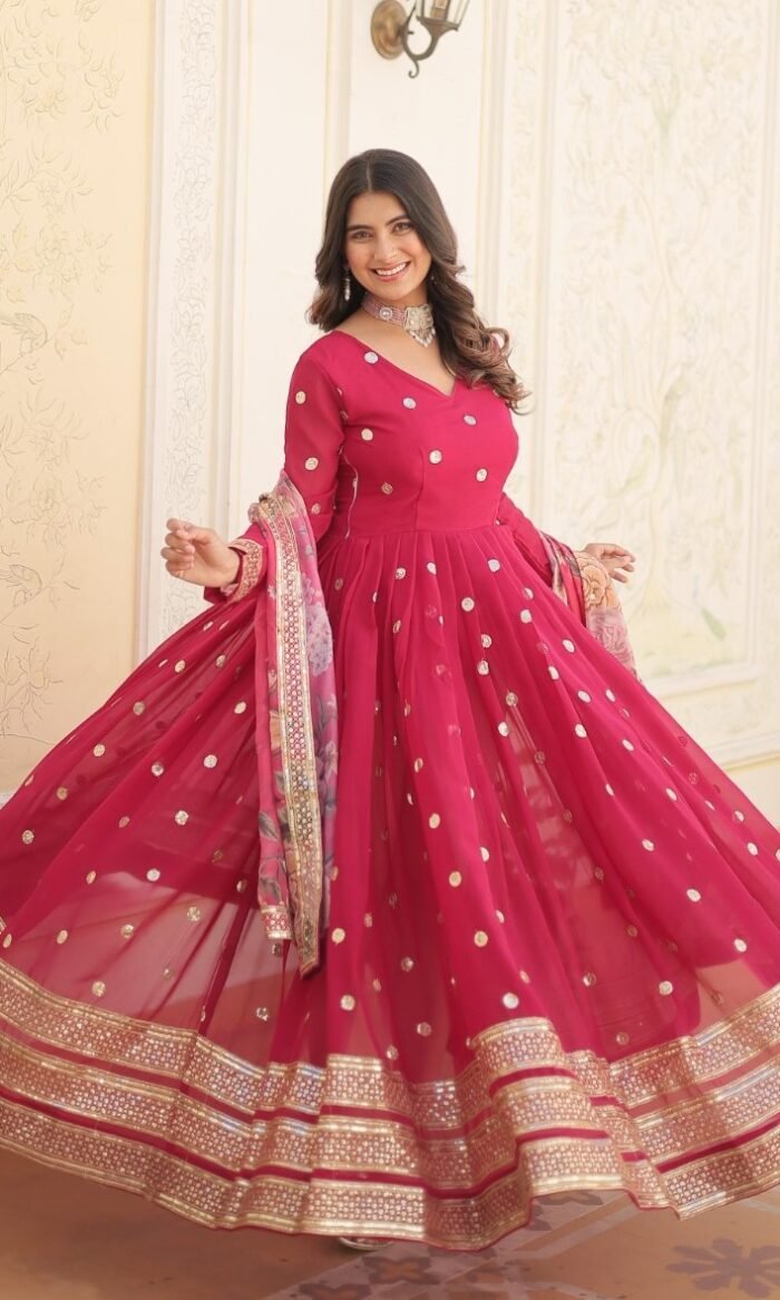 Georgette Gown With Dupatta