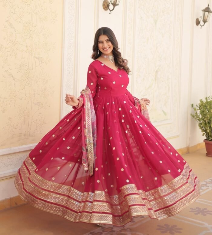 Georgette Gown With Dupatta