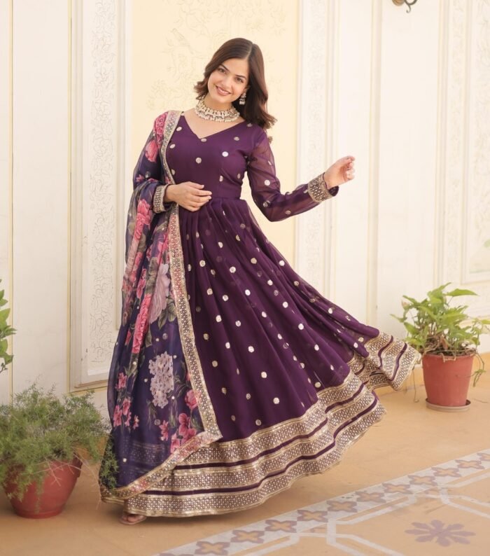 Georgette Gown With Dupatta
