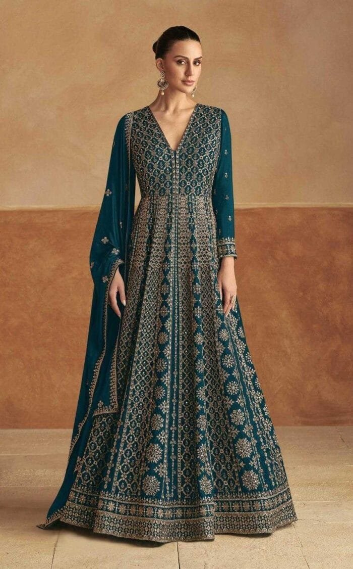 Chinon Designer Gown With Dupatta