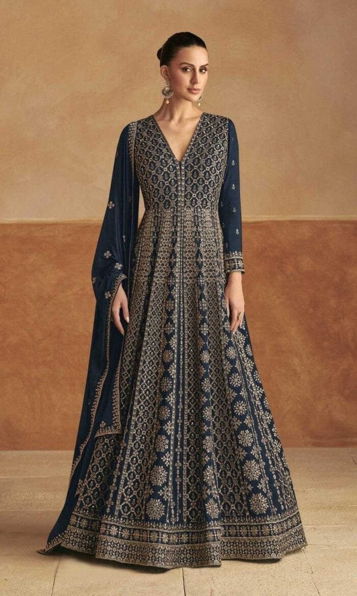 Chinon Designer Gown With Dupatta