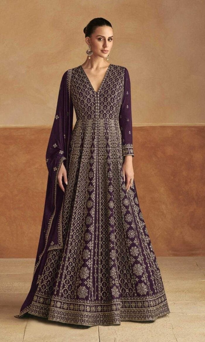 Chinon Designer Gown With Dupatta