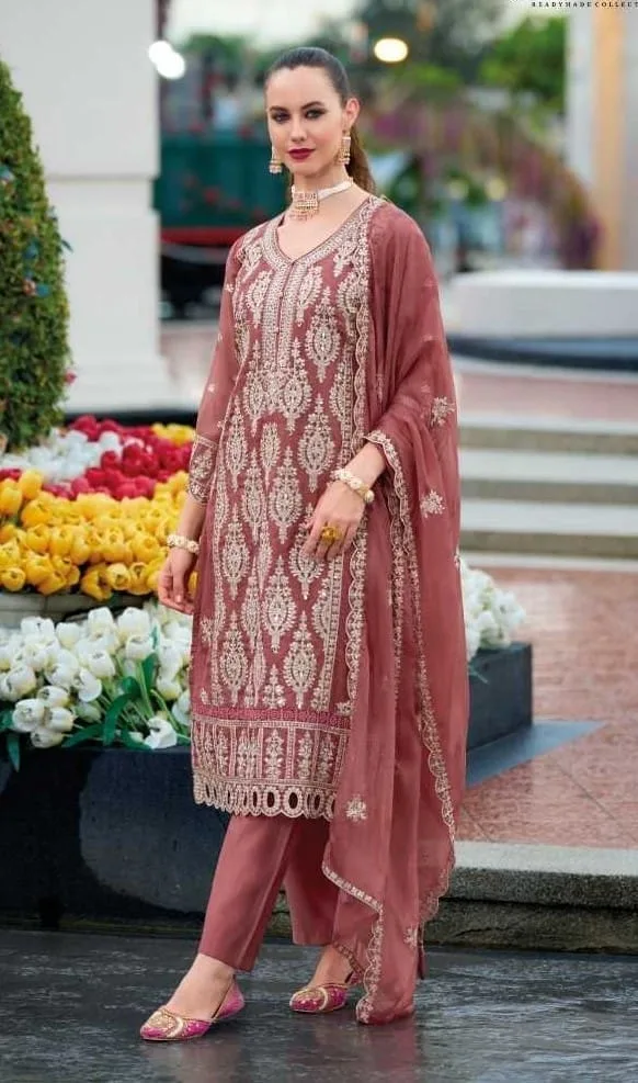 Soft Organza Diamond And Embroidery Work