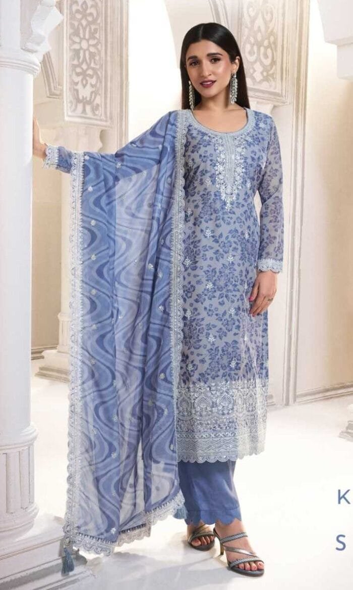 Printed & Thread Embroidered Salwar Kameez