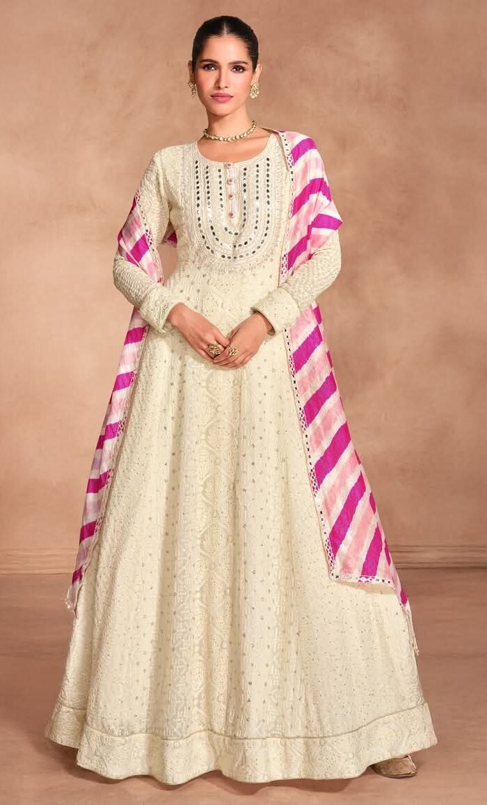 Designer Heavy Chikankari Embroidered Gown