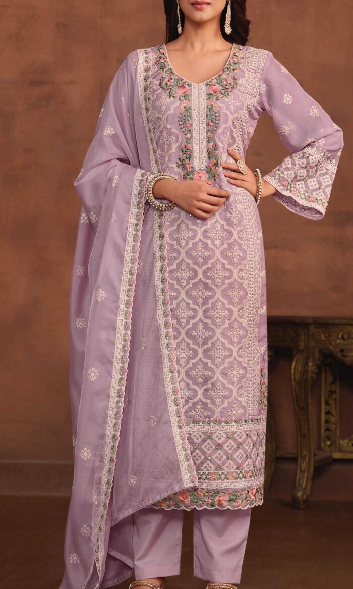 Soft Organza Embroidered Pakistani Kameez