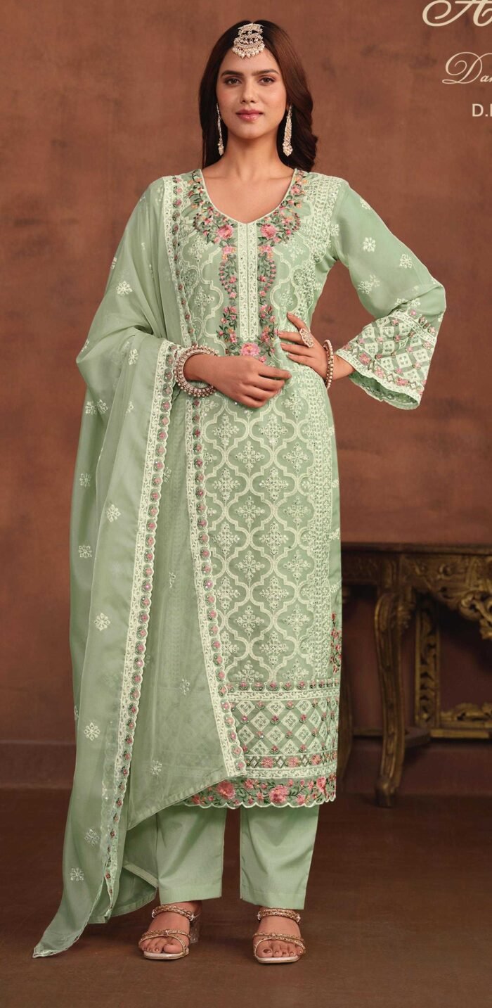 Soft Organza Embroidered Pakistani Kameez