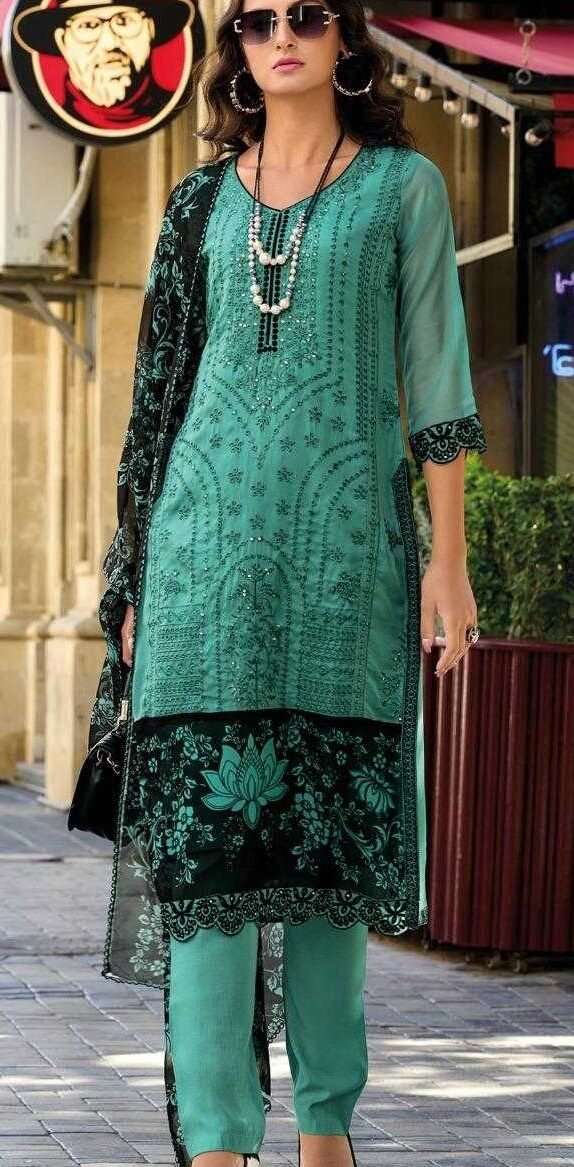 Pakistani Design Embroidered Organza Kameez