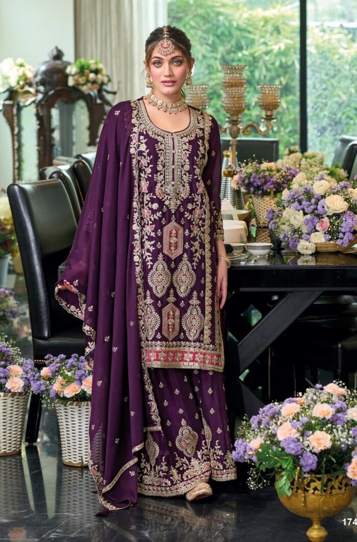 Heavy Chinon Pakistani Suit With Plazzo