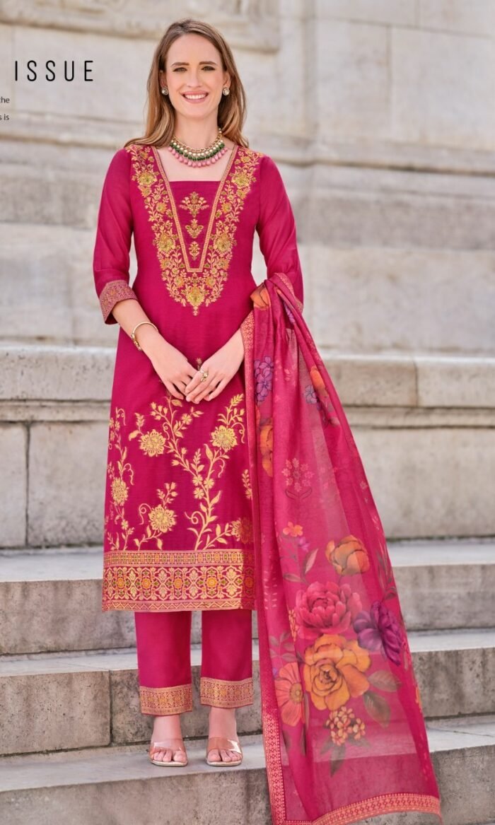 Handwork on Silk & Printed Dupatta