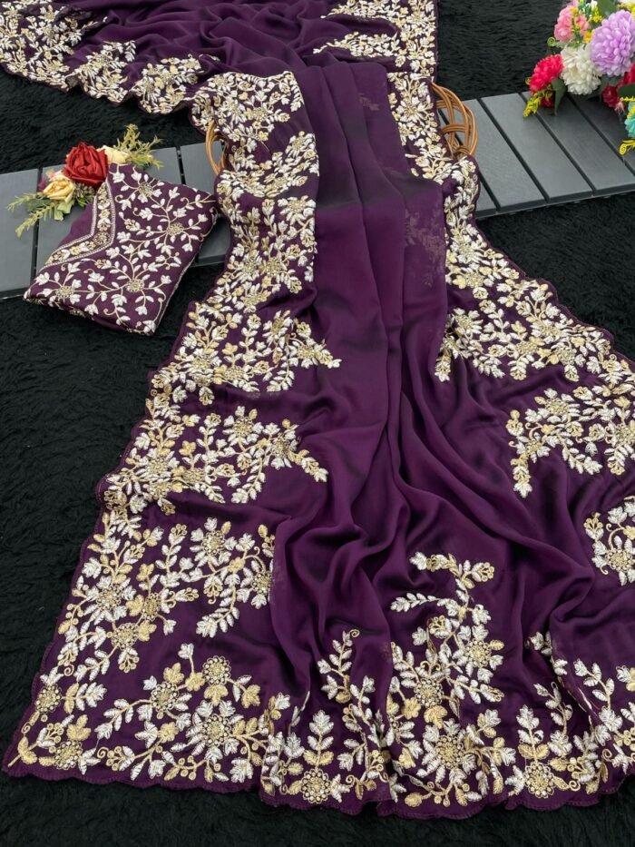 Rangoli Silk Saree With Sequence And Zari Work