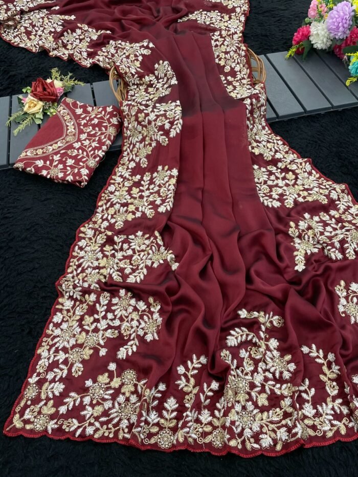 Rangoli Silk Saree With Sequence And Zari Work