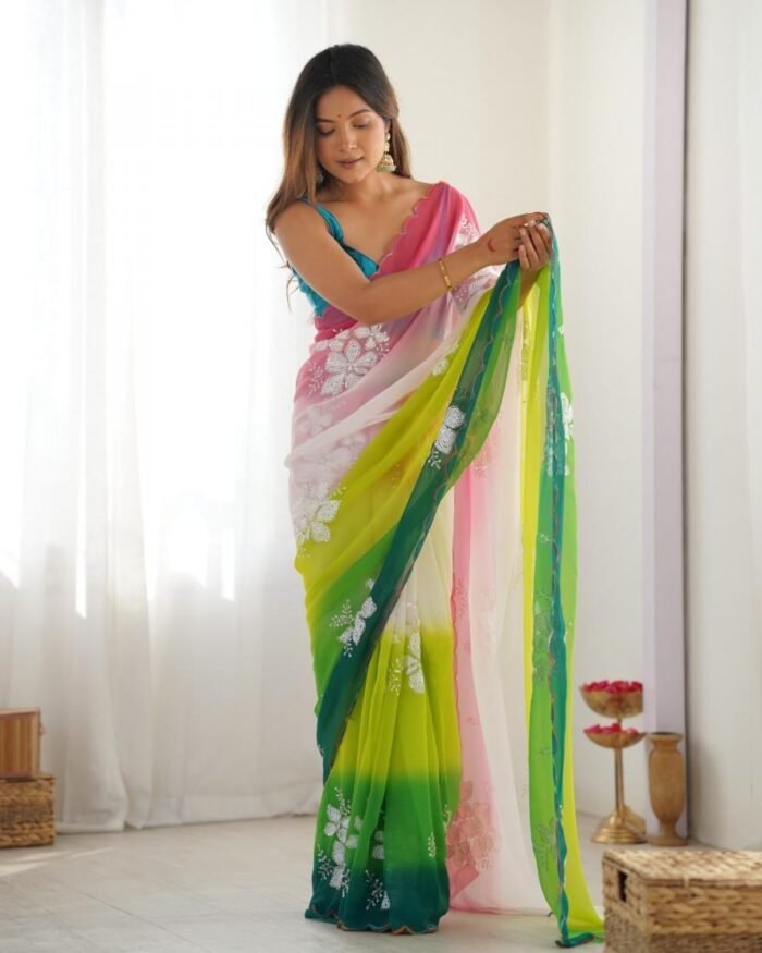 Georgette Embroidered Saree