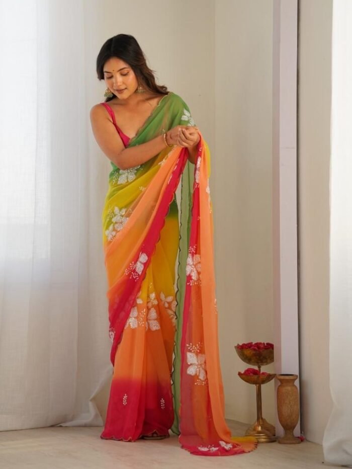 Georgette Embroidered Saree